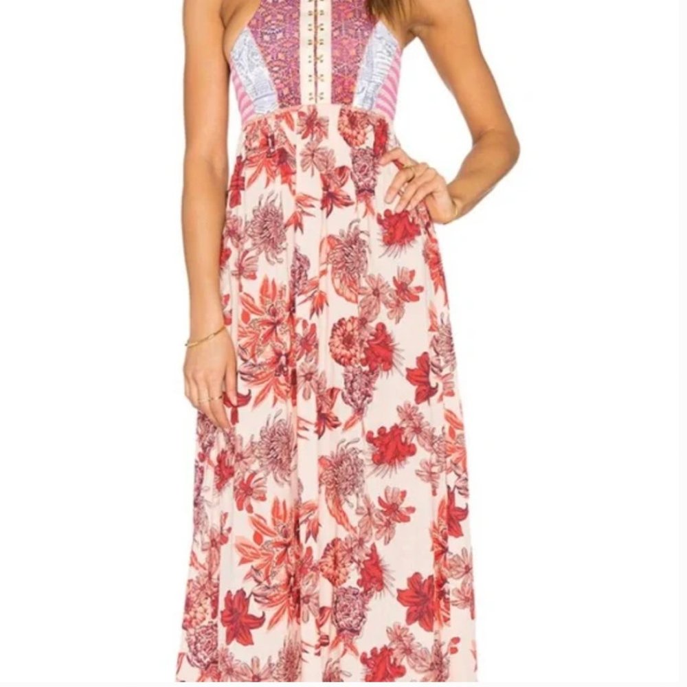 Maaji Floral Red Cross Back Maxi Dress. Medium